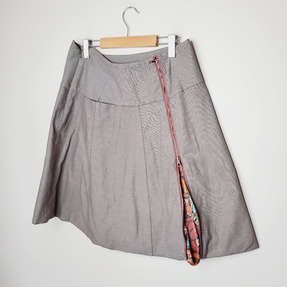 MATILDA JANE Grey Boho Zipper A-Line Skirt